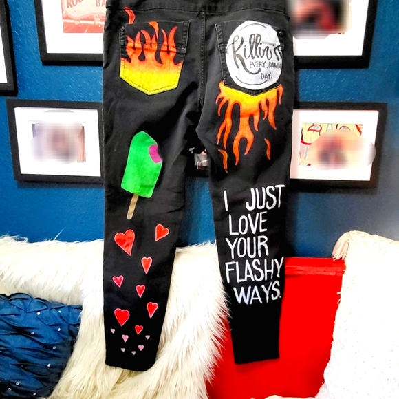 Handpainted denim jeans - Picture 2 of 6